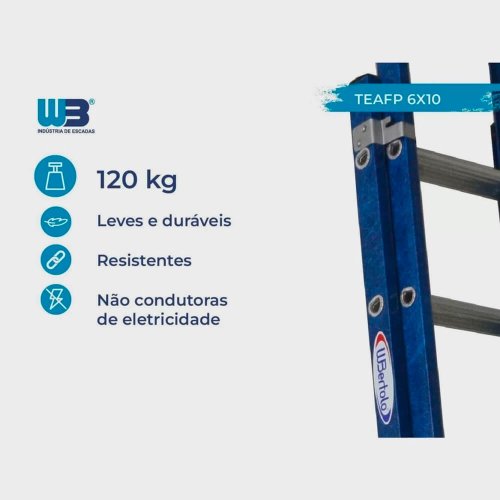Escada Tesoura/ Extensível 06/10 1,90 x 3,20m - W Bertolo