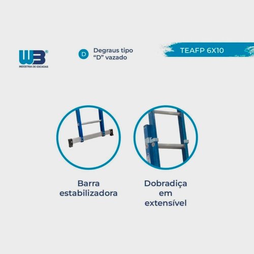 Escada Tesoura/ Extensível 06/10 1,90 x 3,20m - W Bertolo