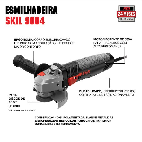 Esmerilhadeira 4.1/2" 9004 + 5 Discos - Skil