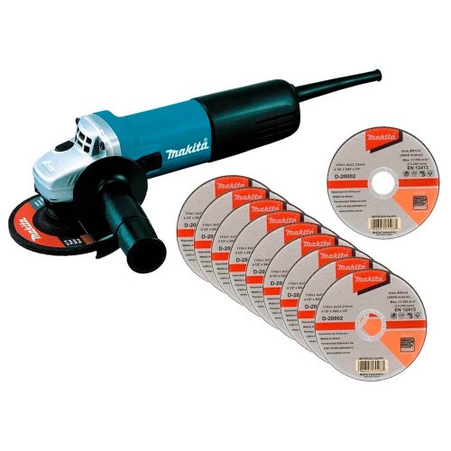 Esmerilhadeira Angular 110V 115mm com 10 Discos - Makita 9557HNG127P