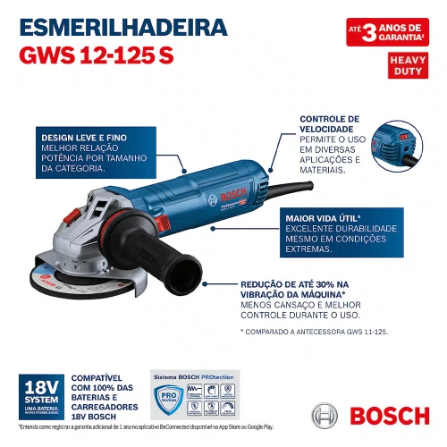 Esmerilhadeira GWS 12-125 S - Bosch