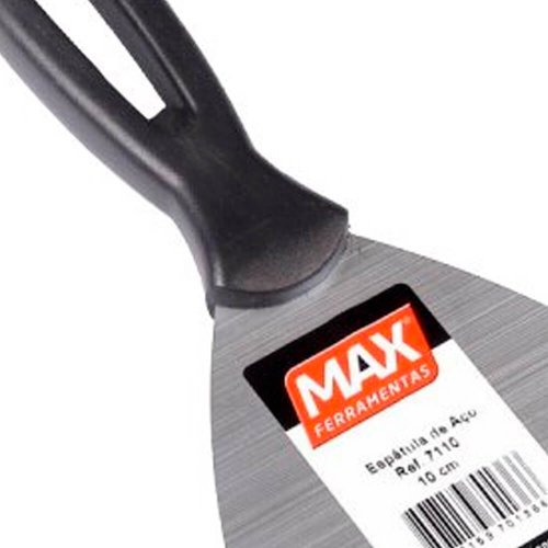 Espátula Cabo Plástico Preto 10cm Aço - Max Ferramentas