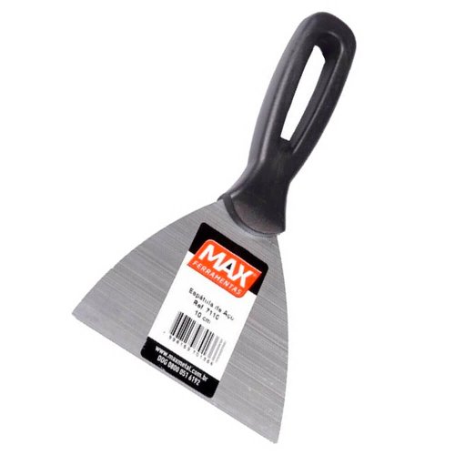 Espátula Cabo Plástico Preto 10cm Aço - Max Ferramentas