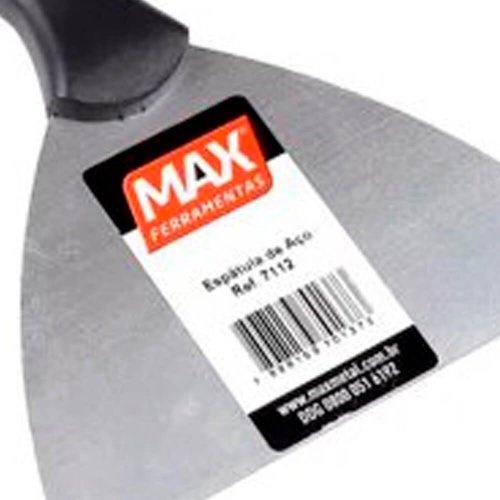 Espátula Cabo Plástico Preto 12cm Aço - Max Ferramentas