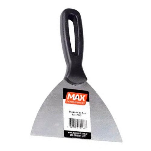 Espátula Cabo Plástico Preto 12cm Aço - Max Ferramentas
