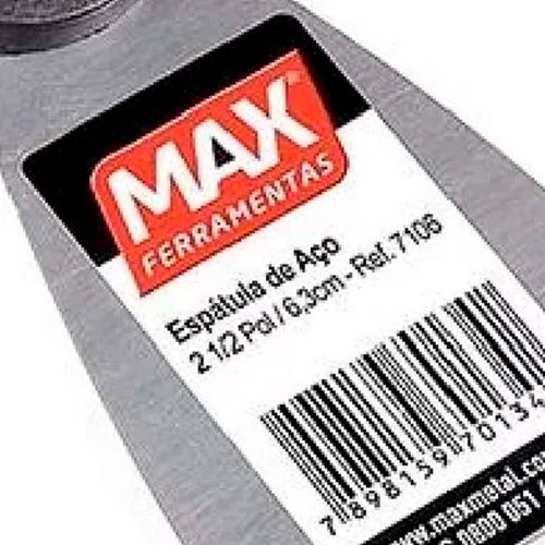 Espátula Cabo Plástico Preto 6cm Aço - Max Ferramentas