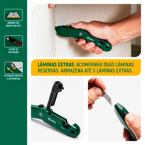 Estilete de Segurança Auto-Retrátil Trapezoidal - Sata
