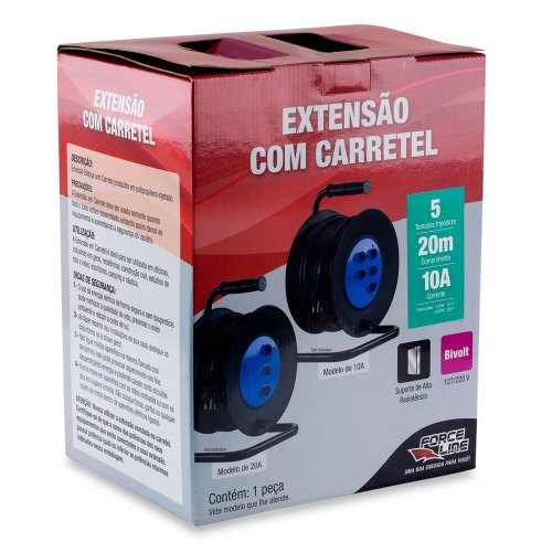 Extensão com Carretel 30m 10A 3 x 1.0 M2 5T - Force Line