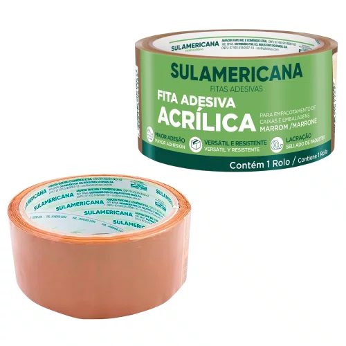 Kit 15 un. Fita Adesiva Marrom para Embalagem e Empacotamento 48MMX100M - Sulamericana