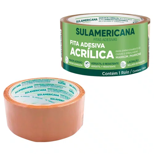 Kit 30 un. Fita Adesiva Marrom para Embalagem e Empacotamento 48MMX40M - Sulamericana