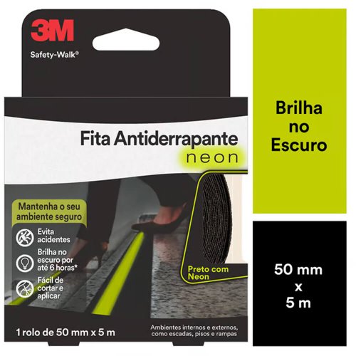 Fita Antiderrapante Safety Walk Preto Neon 50mmx5m - 3M