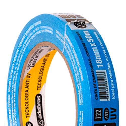 Fita Crepe 722 18mm x  50m Azul (Anti UV-IMOB) - Adelbras