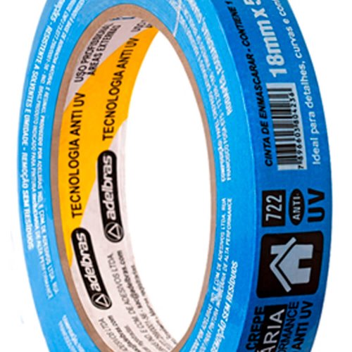 Fita Crepe 722 18mm x  50m Azul (Anti UV-IMOB) - Adelbras