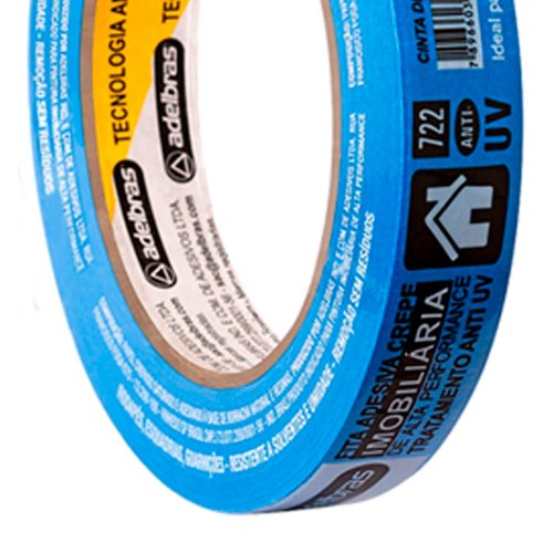 Fita Crepe 722 18mm x  50m Azul (Anti UV-IMOB) - Adelbras