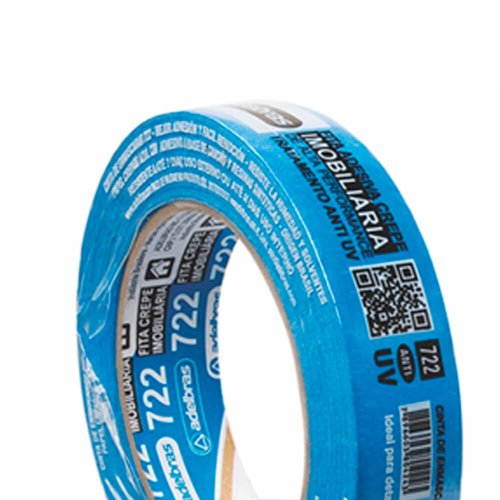 Fita Crepe 722 24mm x  50m Azul (Anti UV-IMOB) - Adelbras