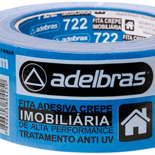 Fita Crepe 722 48mm x  50m Azul (Anti UV-IMOB) - Adelbras