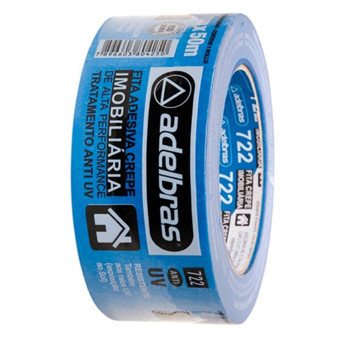 Fita Crepe 722 48mm x  50m Azul (Anti UV-IMOB) - Adelbras