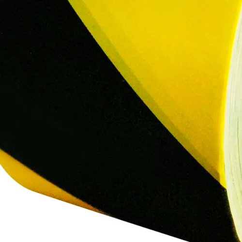 Fita Zebrada de Sinalização Preto / Amarelo 180 m - Plastcor