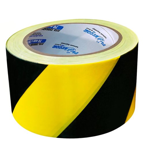 Fita Zebrada de Sinalização Preto / Amarelo 180 m - Plastcor