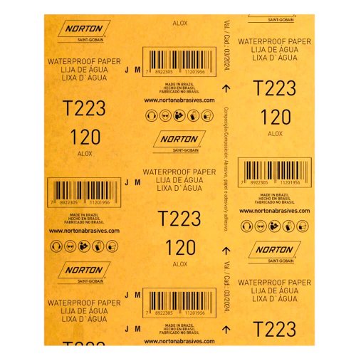 Folha de Lixa D'água T223 225x275mm #120 - Norton