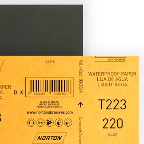 Folha de Lixa D'Água T223 225x275mm #220 - Norton