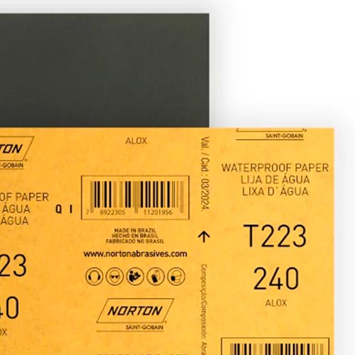 Folha de Lixa D'água T223 225x275mm #240 - Norton