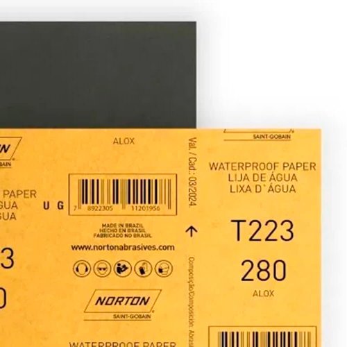 Folha de Lixa D'água T223 225x275mm #280 - Norton
