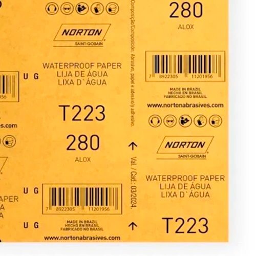 Folha de Lixa D'água T223 225x275mm #280 - Norton