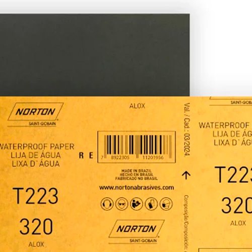 Folha de Lixa D'água T223 225x275mm #320 - Norton