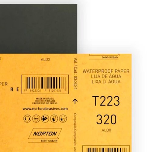 Folha de Lixa D'água T223 225x275mm #320 - Norton