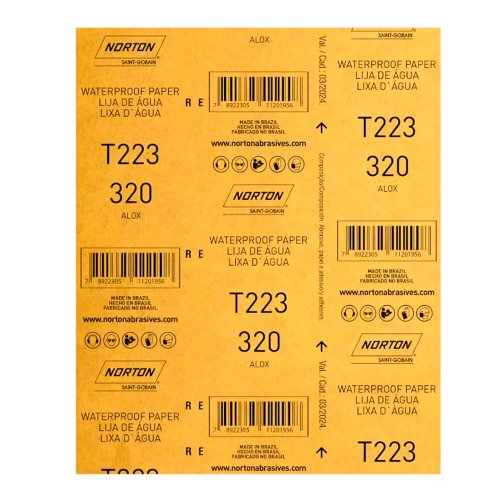 Folha de Lixa D'água T223 225x275mm #320 - Norton