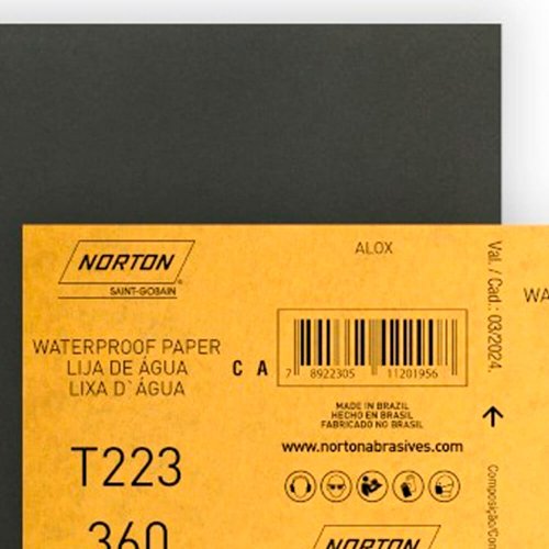 Folha de Lixa D'água T223 225x275mm #360 - Norton