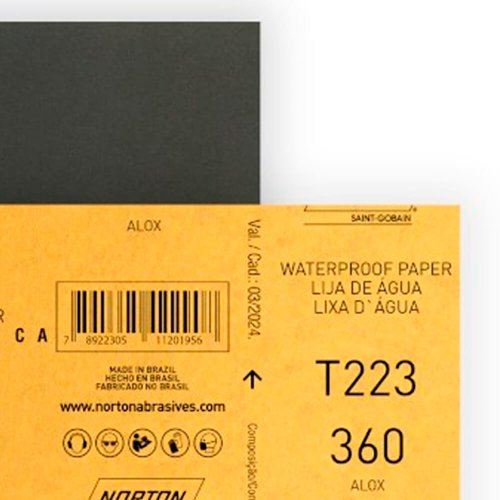 Folha de Lixa D'água T223 225x275mm #360 - Norton
