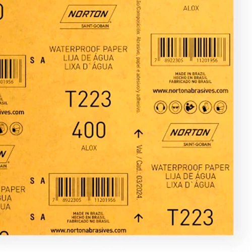 Folha de Lixa D'água T223 225x275mm #400 - Norton