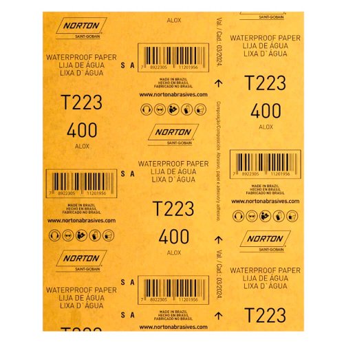 Folha de Lixa D'água T223 225x275mm #400 - Norton