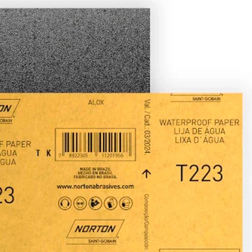Folha de Lixa D'água T223 225x275mm #500 - Norton