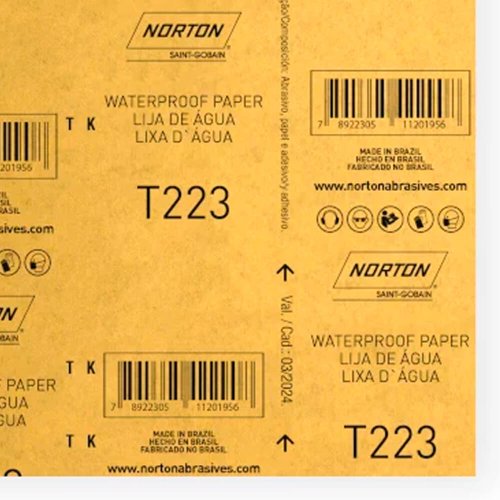 Folha de Lixa D'água T223 225x275mm #500 - Norton