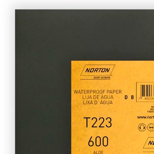 Folha de Lixa D'água T223 225x275mm #600 - Norton