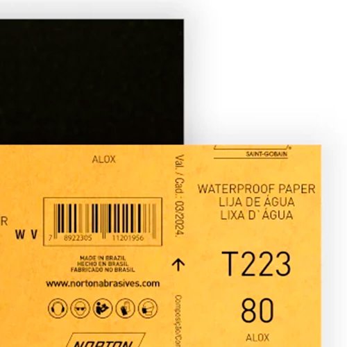 Folha de Lixa D'água T223 225x275mm #80 - Norton