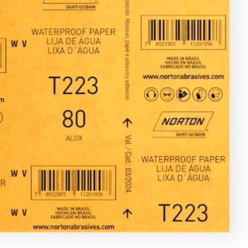 Folha de Lixa D'água T223 225x275mm #80 - Norton