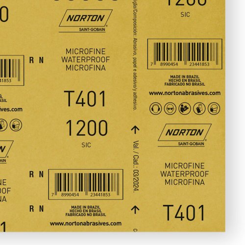 Folha de Lixa D'Água T401 230x280mm - #1200 - Norton