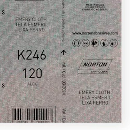 Folha de Lixa Ferro/Metal - K246 Grão 120 225x275mm - Norton