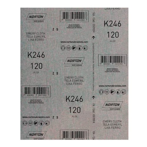 Folha de Lixa Ferro/Metal - K246 Grão 120 225x275mm - Norton