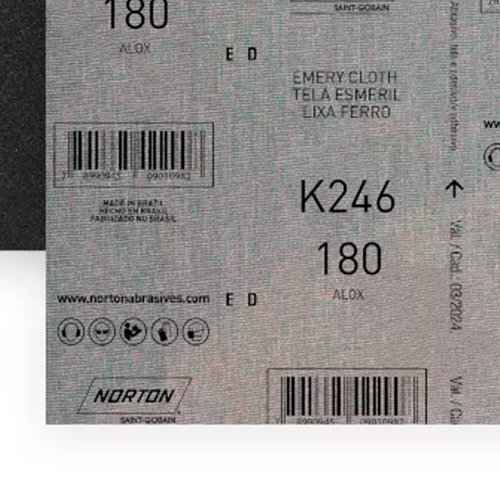Folha de Lixa Ferro/Metal - K246 Grão 180 225x275mm - Norton