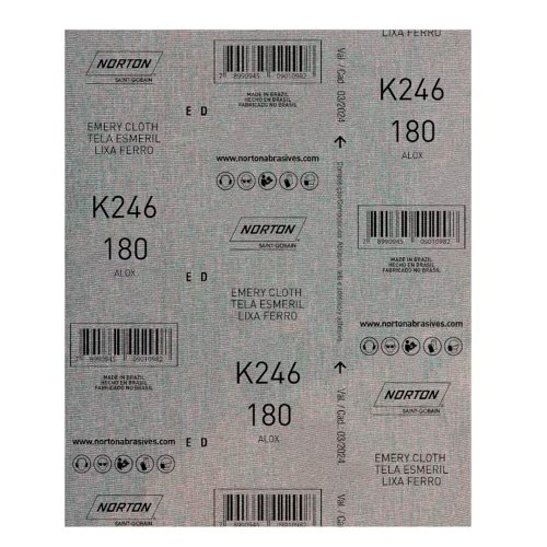 Folha de Lixa Ferro/Metal - K246 Grão 180 225x275mm - Norton