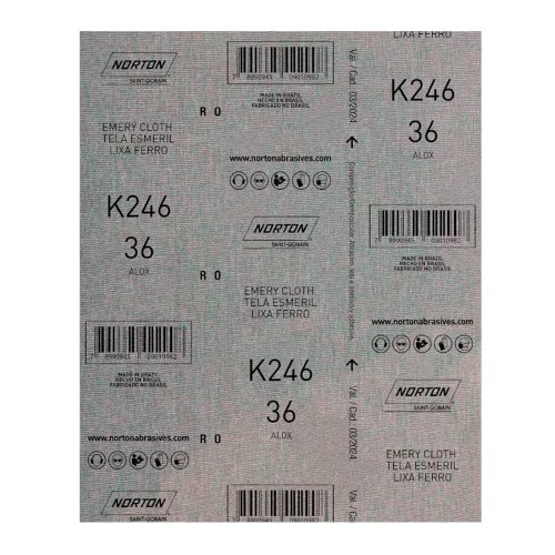 Folha de Lixa Ferro/Metal - K246 Grão 36 225x275mm - Norton