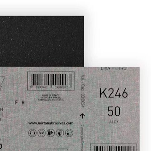 Folha de Lixa Ferro/Metal - K246 Grão 50 225x275mm - Norton