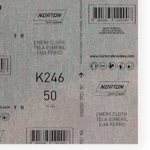 Folha de Lixa Ferro/Metal - K246 Grão 50 225x275mm - Norton