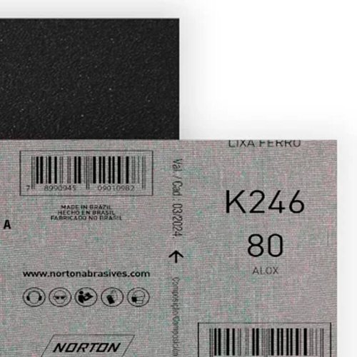 Folha de Lixa Ferro/Metal - K246 Grão 80 225x275mm - Norton