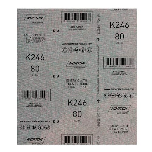 Folha de Lixa Ferro/Metal - K246 Grão 80 225x275mm - Norton